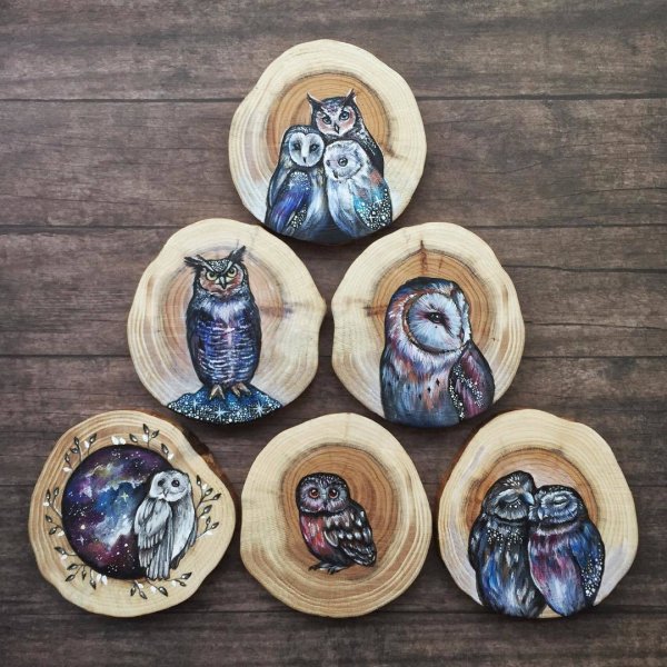 Выжигание на спиле дерева Сова