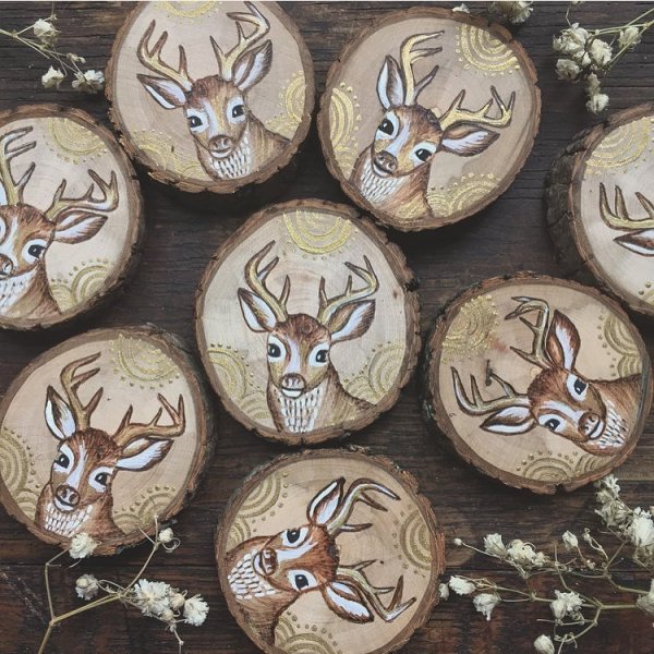 Роспись деревянных спилов