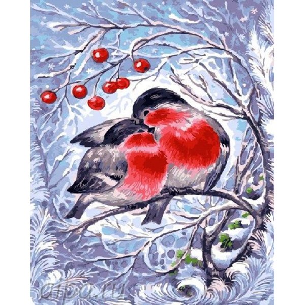 Алмазная мозаика "Снегири"