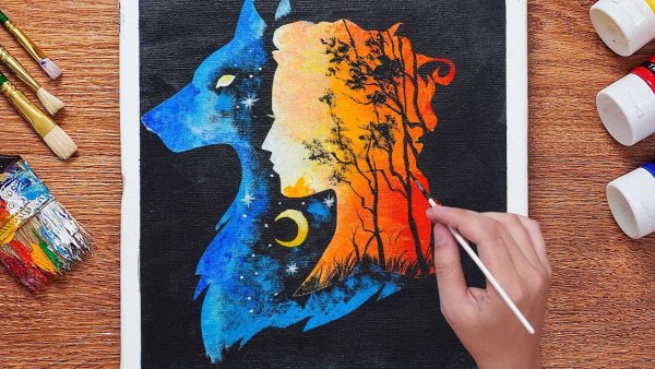 Детали рисунка акриловыми красками