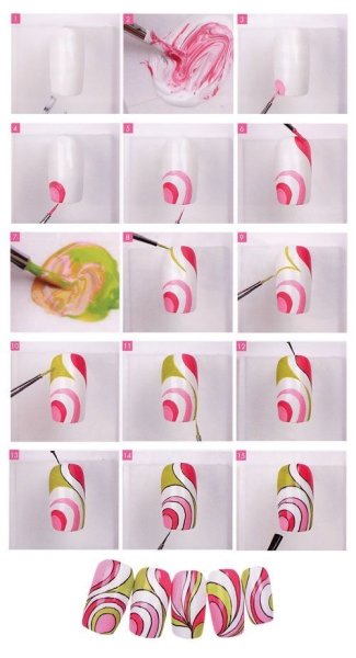 Пошаговые узоры на ногтях