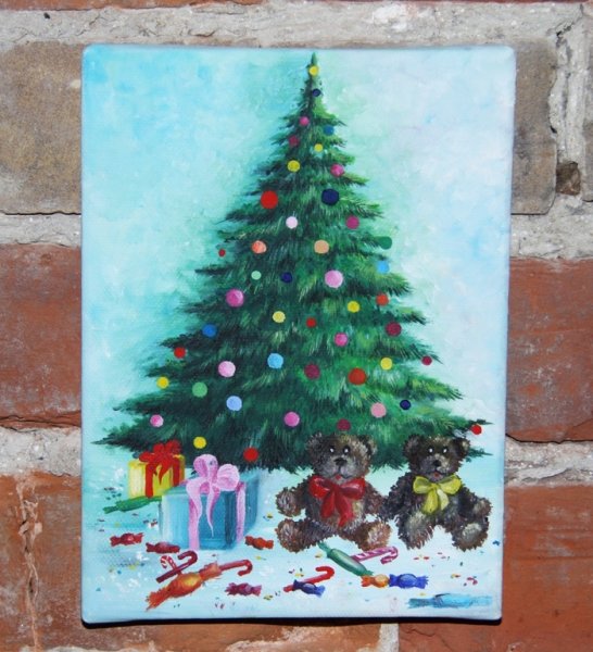 Елка подарки живопись