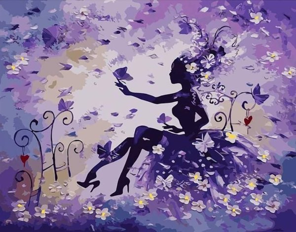 Картина девушки в сиреневом