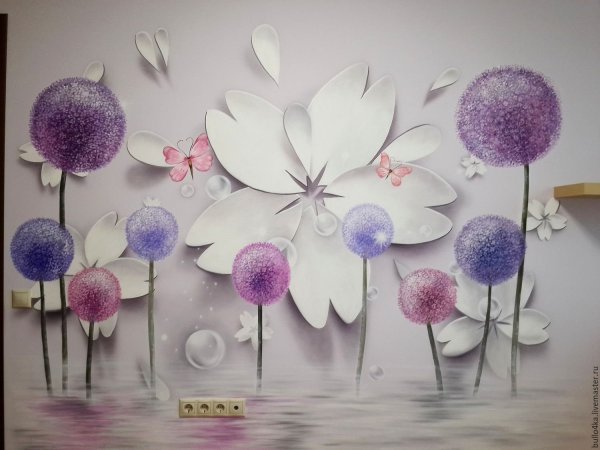 Рисунки акрилом в интерьере на стенах