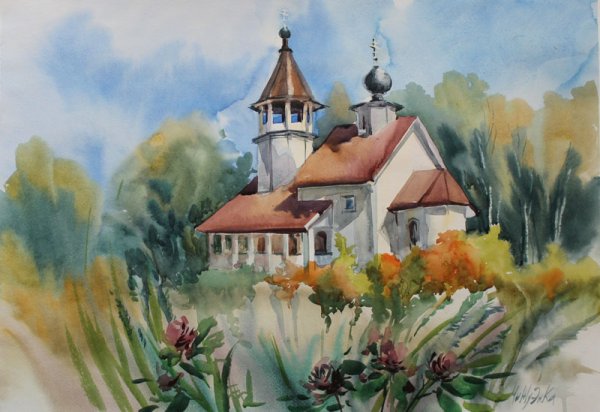 Картина с Церковью на берегу