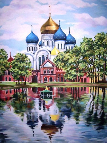 Рисунок акрилом Церковь