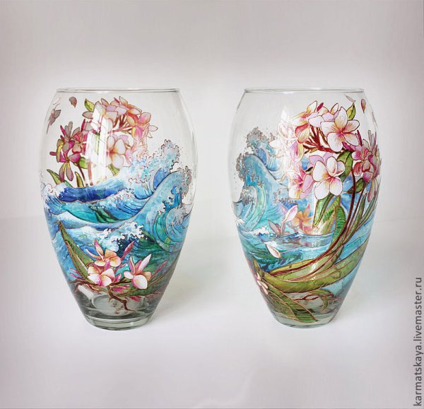 Роспись по стеклу вазы