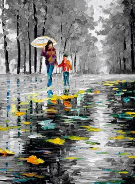 Рисунки акриловыми красками дождь