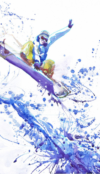 Сноубордист живопись акварель