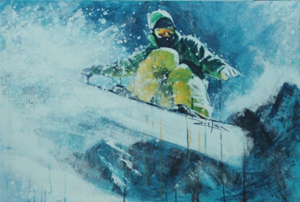 Сноуборд акварель
