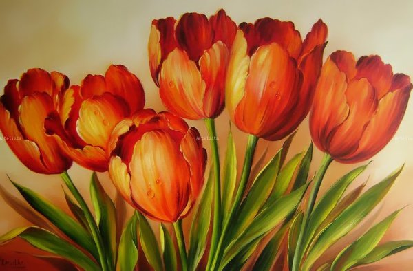 Тюльпаны гуашью