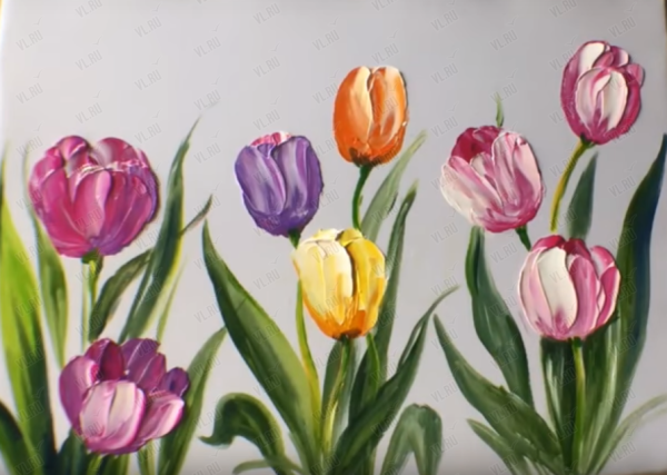 Правополушарное рисование тюльпаны