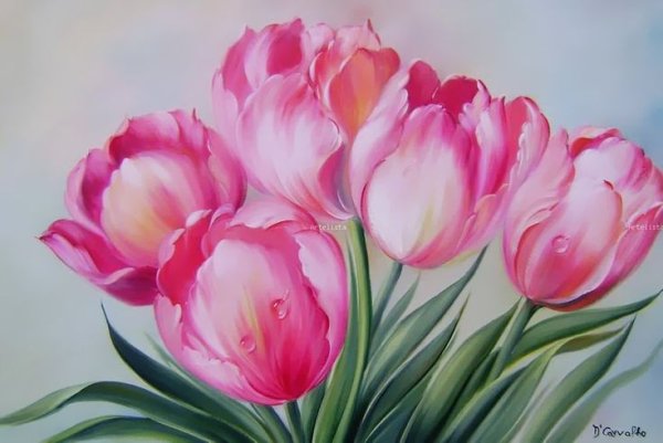 Тюльпаны красками
