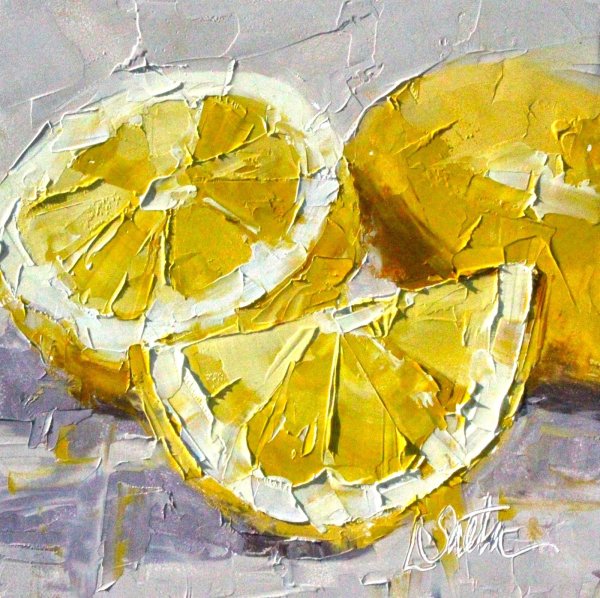 Лимон мастихином живопись