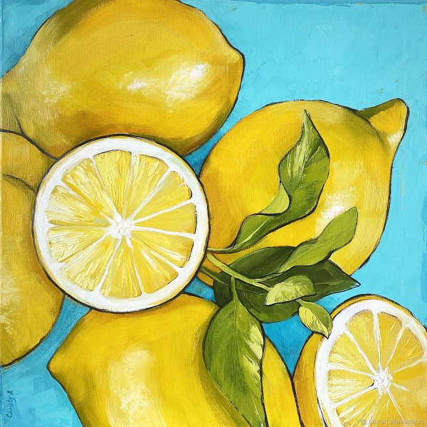 Лимон на холсте