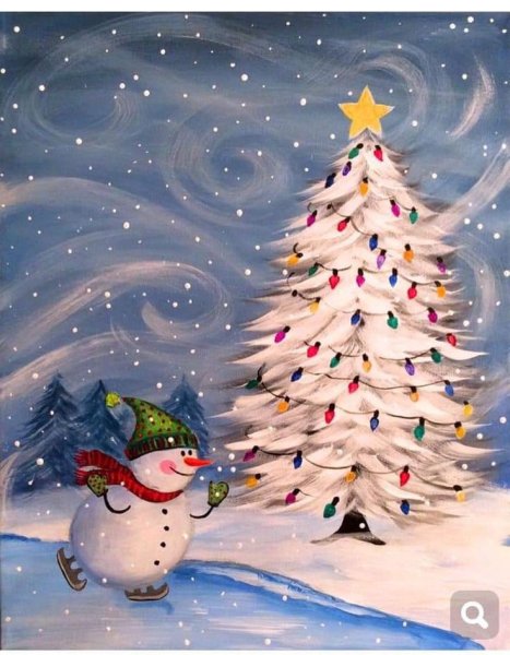 Правополушарное рисование елка Новогодняя