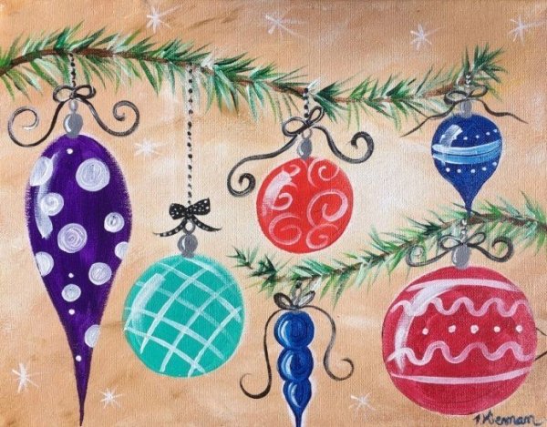 Новогодние рисунки акварелью