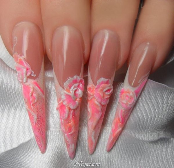Длинные ногти с лепкой