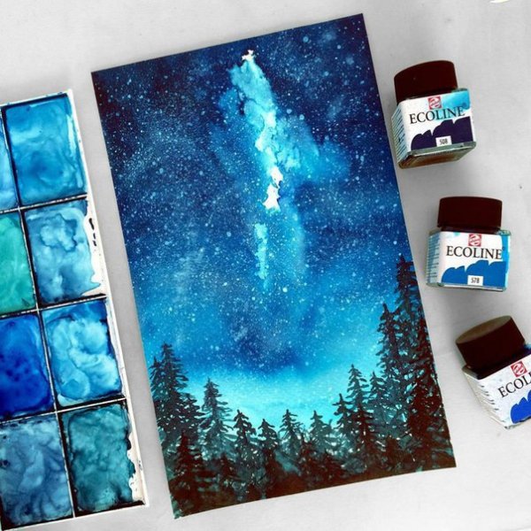 Космос акварелью