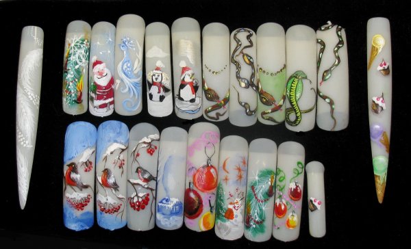 Роспись на ногтях акриловыми красками