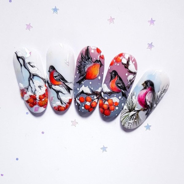 Новогодняя роспись ногтей