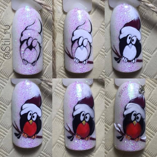 Новогодние рисунки на ногтях