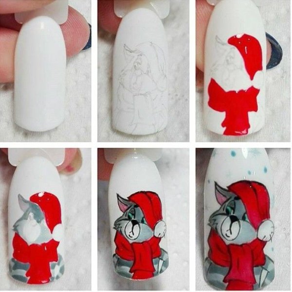 Новый год на ногтях пошагово