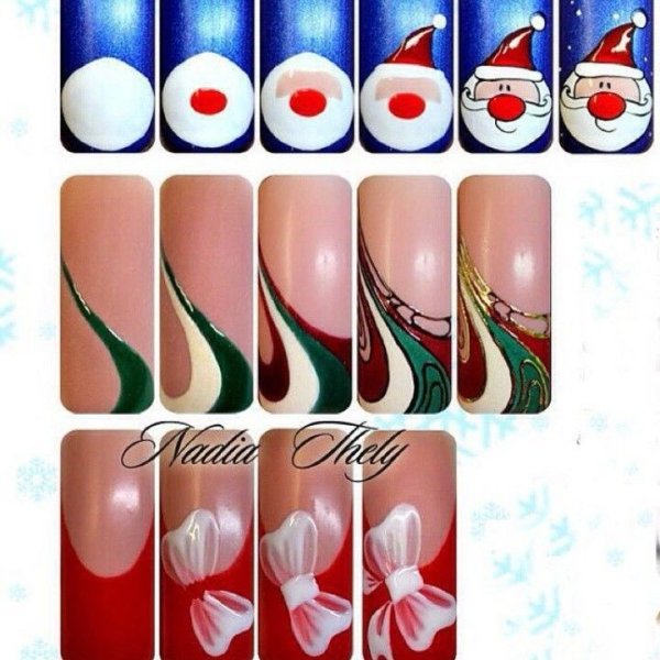 Новогодние узоры на ногтях пошагово