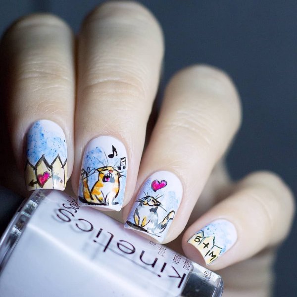 Роспись на ногтях животные