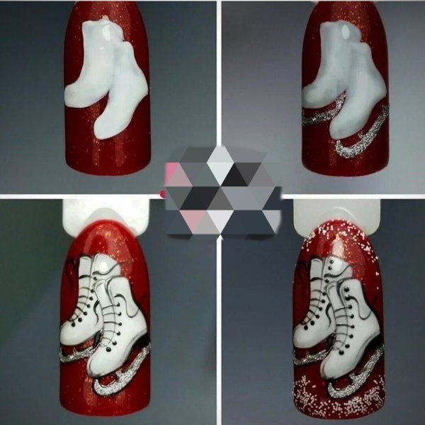 Новогодний маникюр пошагово на ногтях