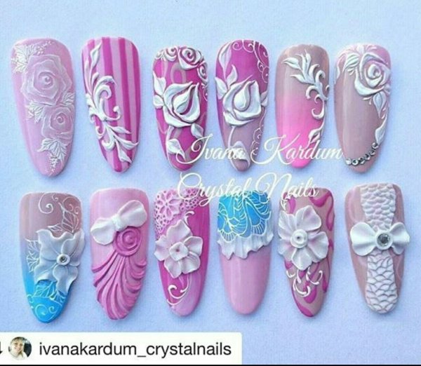 Маникюр лепка вензеля на ногтях