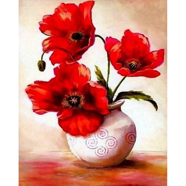 Картина по номерам маки в вазе 40х50