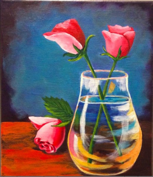 Ваза с цветами акрилом