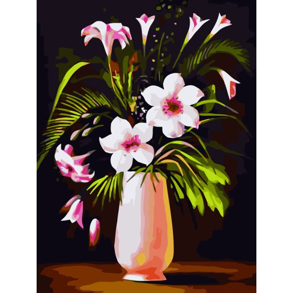 Ваза с цветами акрилом на холсте