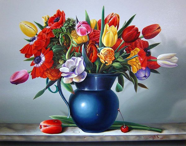 Ваза с цветами акрилом