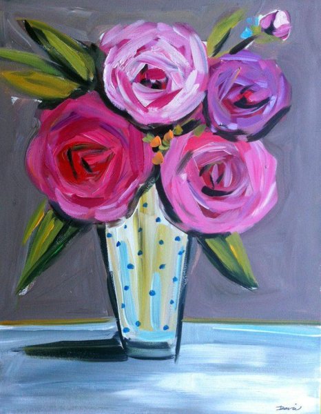 Букет цветов гуашью