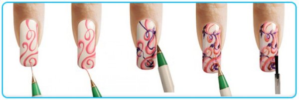 Рисунки на ногтях кистями схемы