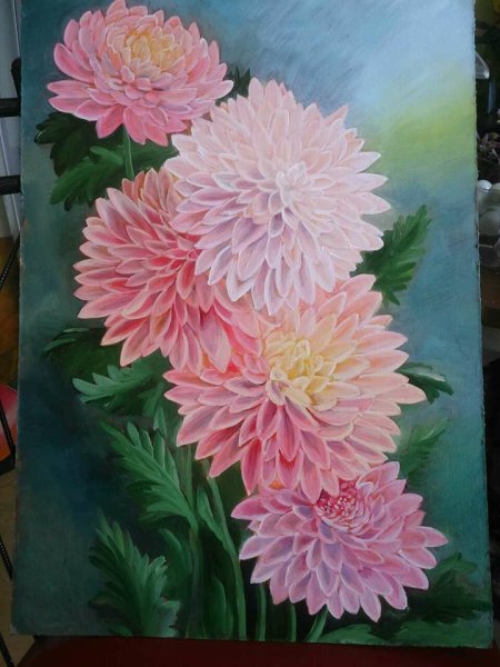 Хризантемы акрилом