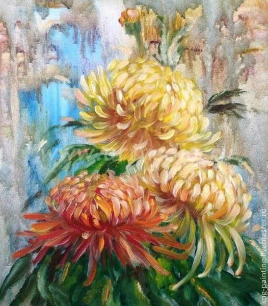 Хризантемы акрилом