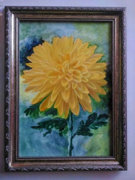 Картина хризантемы акриловыми красками