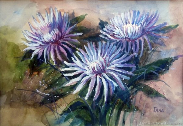 Хризантемы акрилом