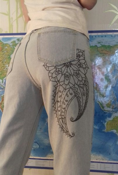 Узоры на джинсах маркером