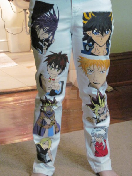 Разрисованные джинсы в стиле аниме