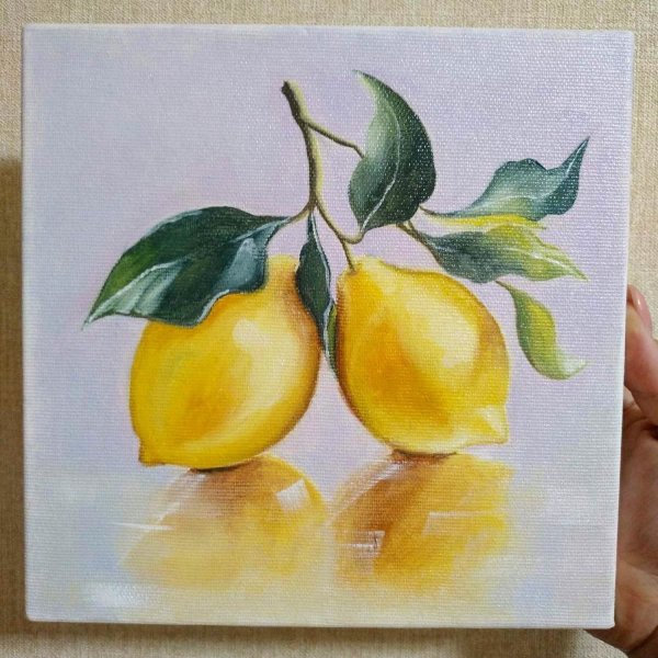 Картина лимоны акварелью