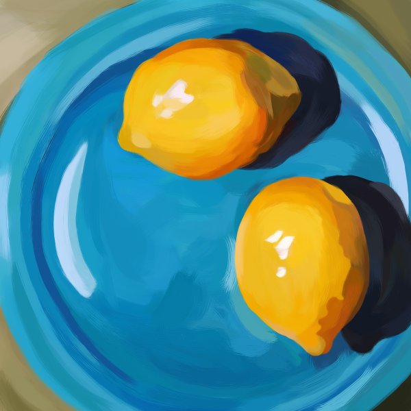 Лимон пастелью масляной