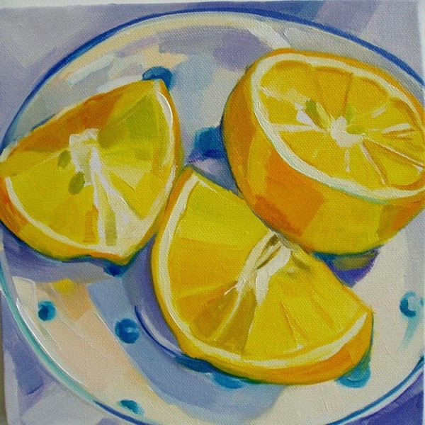 Разрезанный лимон живопись