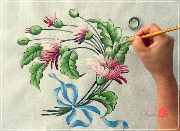 Цветы рисунок по ткани