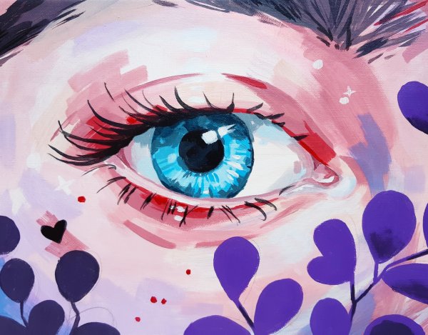 Акрилом голубые глаза