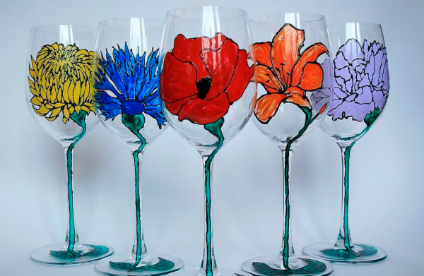 Роспись бокалов витражными красками