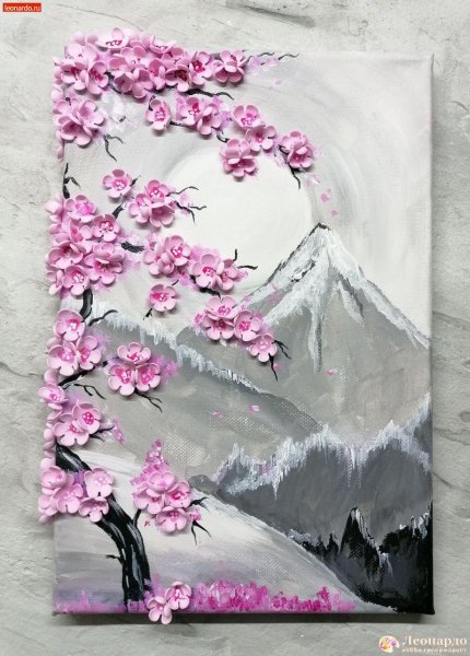 Картина с сакурой на холсте